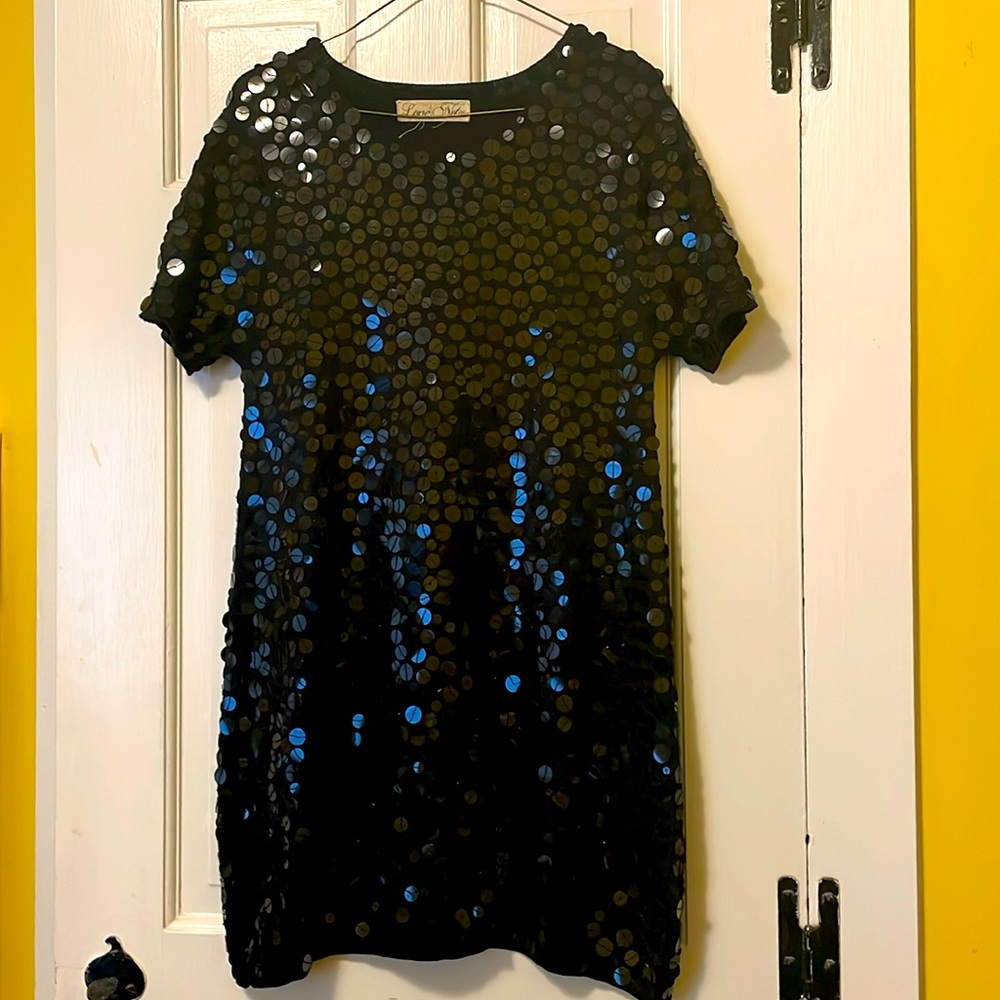 Sparkly sequins for a night out. Sweater like material with large sequins.